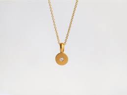 22k Simple Diamond Necklace Disk Pendant Dainty Disc Solitaire Minimal Diamond Pendant Gold Pendant Bridal Necklace Diamond Necklace Simple Simple Diamonds Diamond Pendant