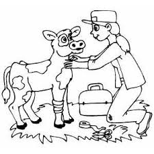 Veterinarian Helping Wounded Cow Coloring Page Cow Coloring Pages Coloring Pages Animal Coloring Pages