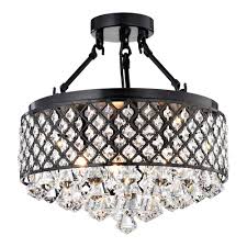 Get free shipping on qualified drum pendant lights or buy online pick up in store today in the lighting department. Edvivi 4 Light Antique Black Semi Flush Mount Beaded Crystal Chandelier Esg406bl The Home Depot