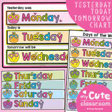 This low prep days of the week activities couldn't be easier: Yesterday Today Tomorrow Days Of The Week Chart By From The Pond