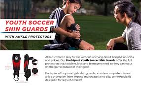 Dashsport Soccer Shin Guards Youth Sizes Best Kids Soccer Equipment With Ankle Sleeves Great For Boys And Girls