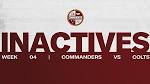 Inactives | Commanders vs. Colts, Week 4