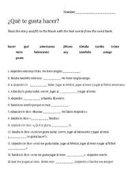 Download as doc, pdf, txt or read online from scribd. Spanish 1 Que Te Gusta Hacer Worksheets Teaching Resources Tpt