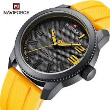 NaviForce NF9202T Men's Creative Design Fashion Silicone Strap Analog Watch  - Yellow - The Watch Lounge