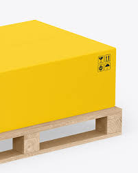 Download Wooden Pallet With Paper Box Mockup In Box Mockups On Yellow Images Object Mockups PSD Mockup Templates