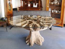 Shop for tree trunk side table online at target. Exceptional Dining Table Consisting Of Two Giant Teak Tree Roots Combined With A 170 Cm Round Glass Top Due To T Tree Root Table Tree Root Furniture Root Table
