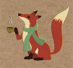 Black And Orange Fox Name Renard Enjoying Coffee With Images Fox Illustration