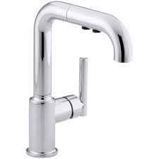 Remove any remaining components to expose the valve. Kohler Purist Single Handle Pull Out Sprayer Kitchen Faucet In Polished Chrome K 7506 Cp The Home Depot