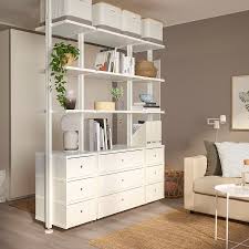 Elvarli 3 Sections White Width 70 1 8 Ikea Ikea Room Divider Room Divider Walls Bookshelf Room Divider