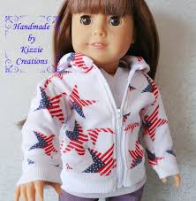18 Inch Doll Hoodie Sweater, Kizzie Creations, Flag Star Print Hoodie, 18  Inch Doll Sweater, Fits Like American Doll