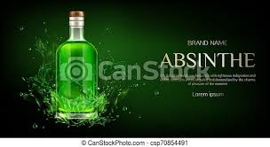 Alcohol images vectors stock photos psd. Absinthe Bottle Mock Up Banner Blank Glass Flask With Green Liquid Mockup Strong Alcohol Drink On Dark Background With Canstock