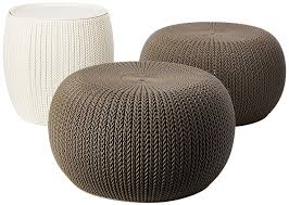 Amazon Com Keter Urban Knit Pouf Ottoman Set Of 2 With Storage Table For Patio Decor Dune Misty Blue Home Kitchen Cozy Seats Ottoman Set Ottoman