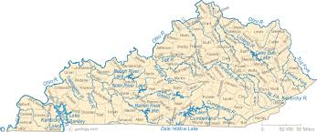Map Of Kentucky Lakes Streams And Rivers