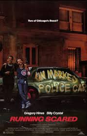 Full length portrait of a little boy with backpack and a cap running, jumping, waving with his hand and shouting. Running Scared 1986 Film Wikipedia