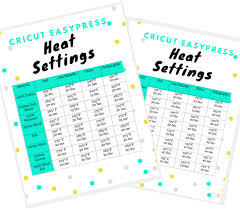 Cricut Heat Press Settings Chart Heat Settings For The