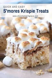 S Mores Rice Krispie Treats Chocolate With Grace Recipe Chocolate Rice Krispie Treats No Bake Summer Desserts Fall Baking Recipes