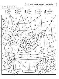 Bowl of fruit coloring pages. Mw Color By Numbers Fruit Bowl 1 5 Pdf Pdf