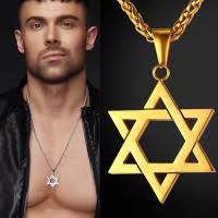Star of David Pendants Necklaces for Women/Men 18K Gold Plated Stainless  Steel Magen David Chain