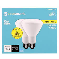 Ecosmart 75 Watt Equivalent Br30 Dimmable Energy Star Led Light Bulb Bright White 2 Pack Walmart Com Walmart Com