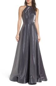 Details About La Femme Beaded Halter Neck A Line Gown Sz 4 438 Platinum
