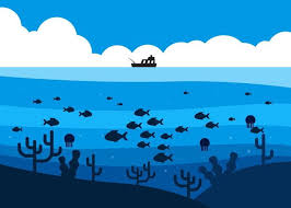 Download Fish In Deep Sea Under The Fishing Boat Illustration Svg Eps Vector Uidownload