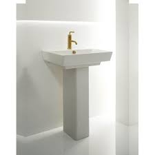 The s&k remodeling showroom in brookfield, wi features a stylish, spacious kohler devonshire pedestal sink and toilet bathroom installation. Kohler K 5152 1 0 White 23 Single Basin Bathroom Sink And Pedestal From The Reve Collection Faucet Com