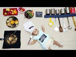 Cute Little Masterchef Diy Baby Photoshoot At Home Baby As A Cook Diy Photoshoot At Home Youtube