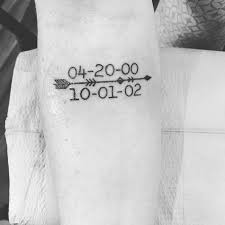 They're a good choice if you're looking for a small, minimalist tattoo. Birthdates With Single Arrow Tattoo Birthdate Tattoo Arrow Tattoos Tattoos For Kids