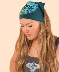 Two Tone Tree of Life Teal Bandana Headband
