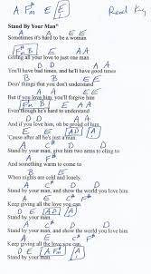 Stand By Your Man Tammy Wynette Guitar Chord Chart In A Major Real Key Lyrics And Chords Guitar Chord Chart Guitar Chords