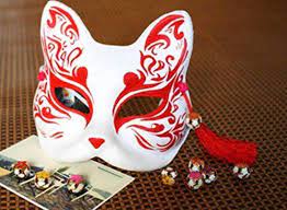 コスプレ小物 道具 手作り 狐のお面 きつねのおめん 赤 覆面 マスク 仮面 狐 お面 猫のお面 お面