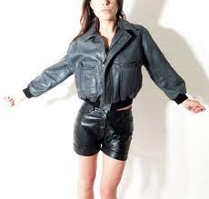 Vintage Armani Junior Green Leather Bomber Jacket Size Xl Leather Bomber Jacket Armani Junior Green Leather