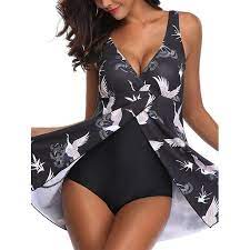 Women's plus size one piece swim. Sexy Dance S 5xl Plus Size Women One Piece Swimsuit Swim Dress Print Swimwear Push Up Padded Swimming Bathing Suit Beachwear Ladies Girls Walmart Com Walmart Com