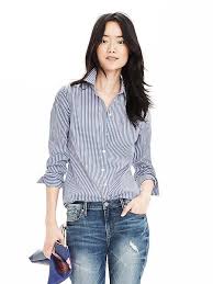Banana Republic White Stripes Shirt Clothes For Women Petite Blouses