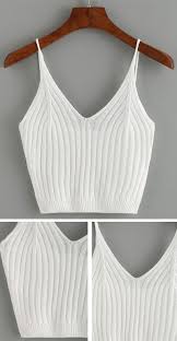 Ribbed Knit Crop Cami Top White Orgu Modelleri Triko Bohem Kiyafetler