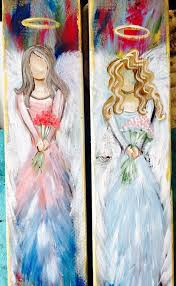Hand Painted Angels On Wood By Sheila Smith Angel Painting Angel Artwork Angel Drawing