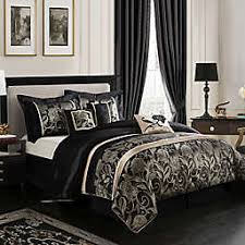 Luxury bed set, black, brown, white and gold, greek key duvet, soft, and sheen microfiber. Black And Gold Bedding Bed Bath Beyond