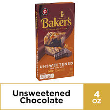 100% dark unsweetened chocolate is an extra dark chocolate couverture with no sugar added, certified organic and with the highest quality pure dark cocoa solids. 3 Pack Baker S Premium Unsweetened Chocolate Baking Bar 4 Oz Box Walmart Com Walmart Com