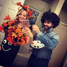 Bob Ross And His Happy Little Tree Costume Tree Costume Halloween Outfits Diy Couples Costumes
