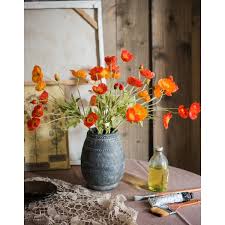 Greenwish 10 pcs red poppies artificial flowers 23 inch real touch silk fake poppy bunches with long stem realistic countertop table display floral decoration for wedding indoor outdoor. Silk Poppy Flowers Wayfair