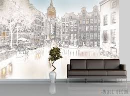 Black And White Mural Wallpaper Black White Illustrated Amsterdam Wallpaper Mural Room Art Trend Mural Wallpaper Amsterdam Wallpaper Mural
