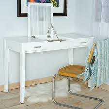 With Its Simple Design And A Power Outlet Usb Port Built Right In This Desk Is A Study In Form And Function The Tw White Vanity Desk Vanity Desk White Vanity
