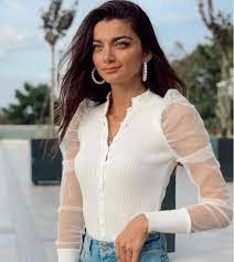 model 23667 79 90 kollari tul dugmeli bluz beden standart kumas akrilik urun boyu 60 cm renk siyah beyaz stil bluz siyah beyaz