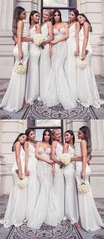 Elegant White Satin Mermaid Bridesmaid Dresses Cheap Long Spring Wedding Party Dres Long Bridesmaid Dresses Mermaid Bridesmaid Dresses White Bridesmaid Dresses