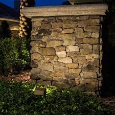 Great Wall And Pillar Illumination With Volt S Floodlights Flood Lights Landscape Lighting Front Yard Garden Design