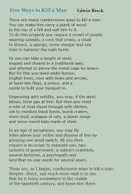 Five Ways To Kill A Man Edwin Brock Powerful Words Words Poems