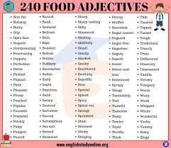 Food Adjectives Adjectives English Adjectives Food Words