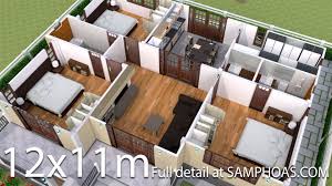 Interior Design Plan 12x11m With Full Plan 3beds Simple House Design Interior Design Plan Home Design Floor Plans