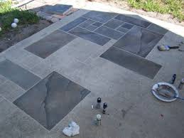Concrete Patio Faux Slate W I P Painted Concrete Floors Concrete Patio Paint Concrete Patio