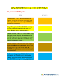 Soal Aritmetika Sosial Aspek Keterampilan Worksheet